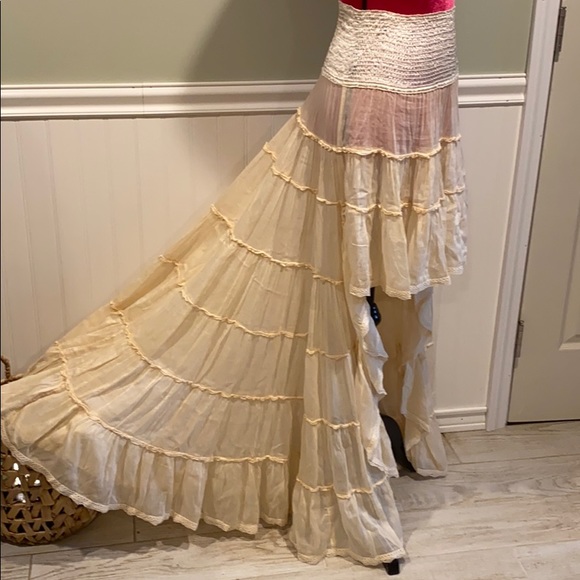 Sunday Tropez Cotton/Silk High Low Ruffle Skirt 💋 - Picture 3 of 12